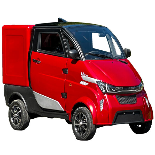 UTIL-002 gris de trois-quarts, véhicule utilitaire sans permis électrique de la gamme IMF Industrie